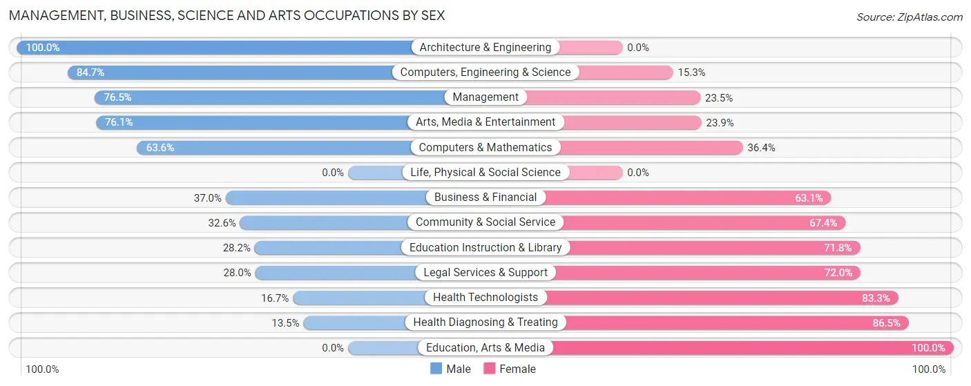 Management, Business, Science and Arts Occupations by Sex in Zip Code 31032