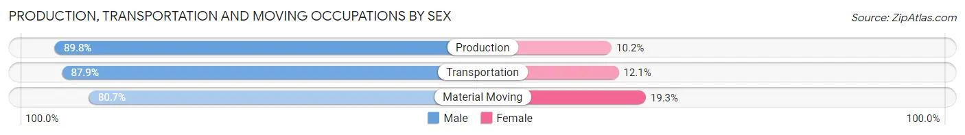 Production, Transportation and Moving Occupations by Sex in Zip Code 31037