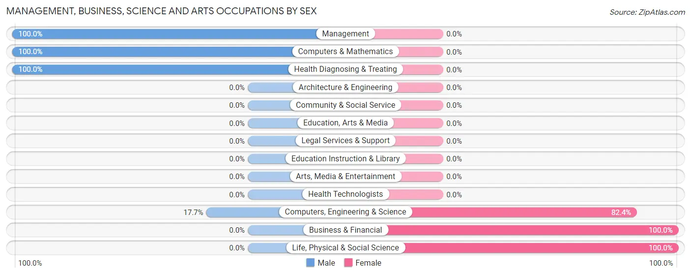 Management, Business, Science and Arts Occupations by Sex in Zip Code 31038