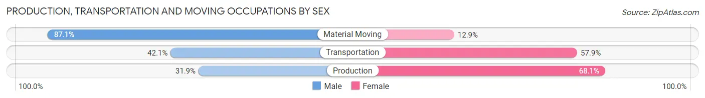 Production, Transportation and Moving Occupations by Sex in Zip Code 31044