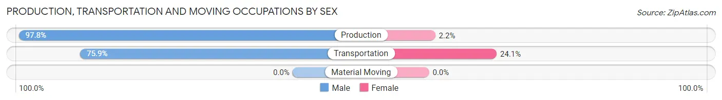 Production, Transportation and Moving Occupations by Sex in Zip Code 31049