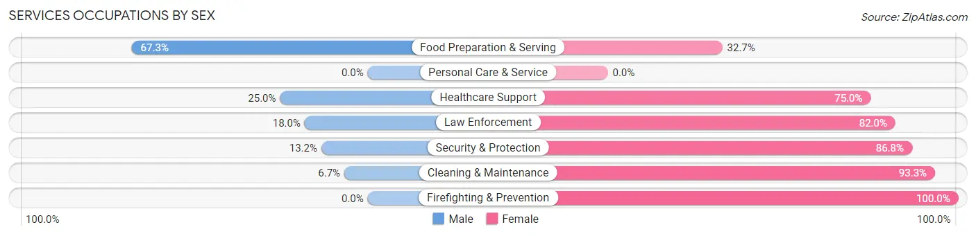 Services Occupations by Sex in Zip Code 31055