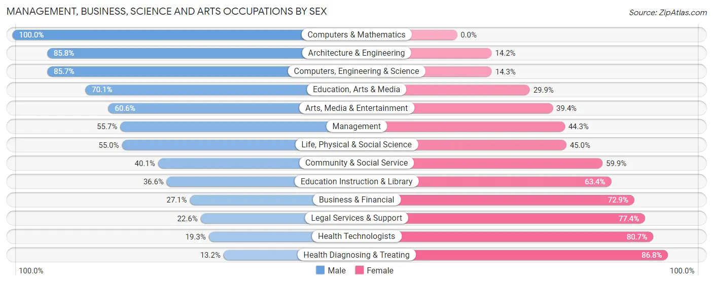 Management, Business, Science and Arts Occupations by Sex in Zip Code 31061