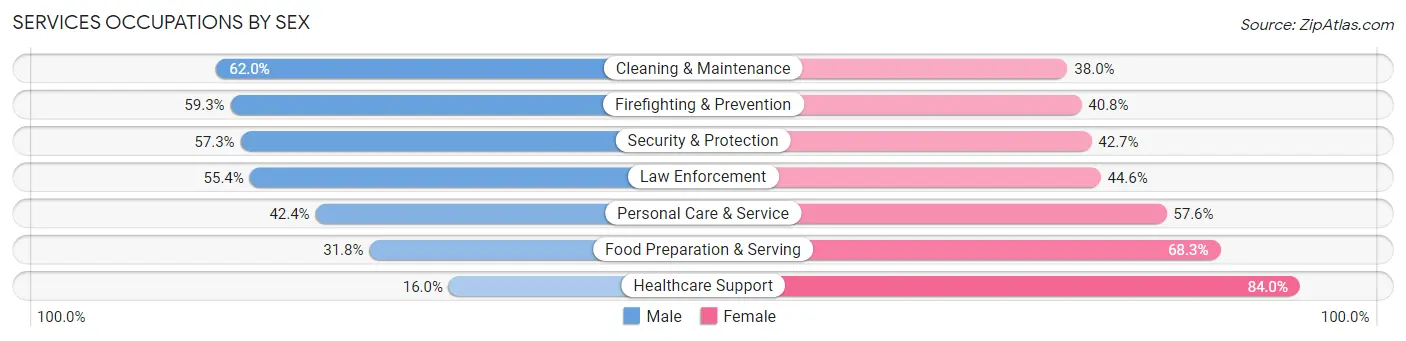 Services Occupations by Sex in Zip Code 31061