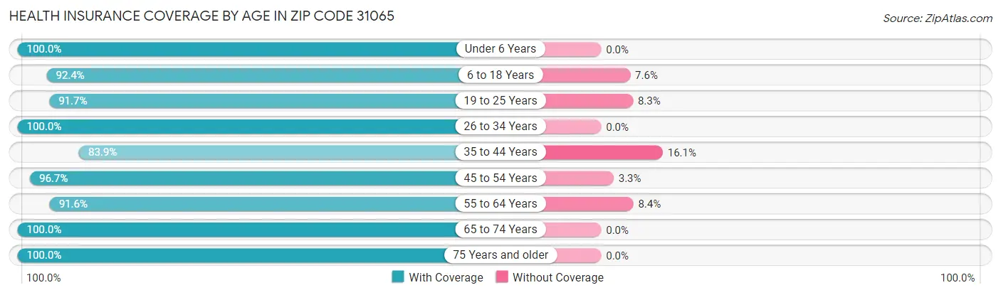Health Insurance Coverage by Age in Zip Code 31065