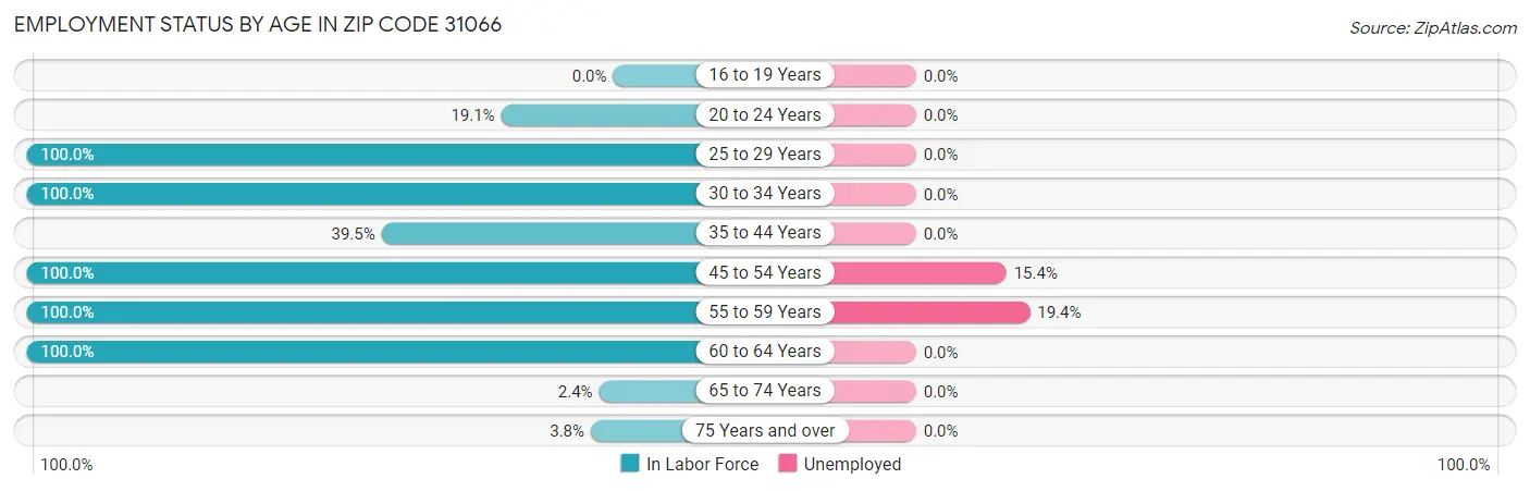 Employment Status by Age in Zip Code 31066