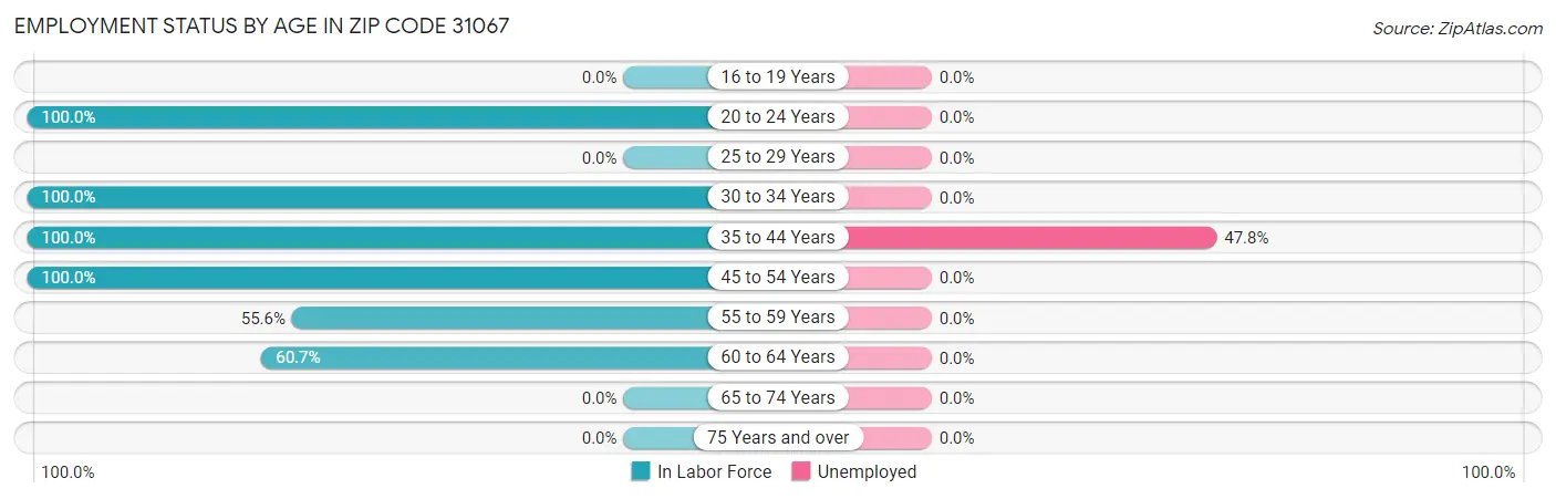 Employment Status by Age in Zip Code 31067