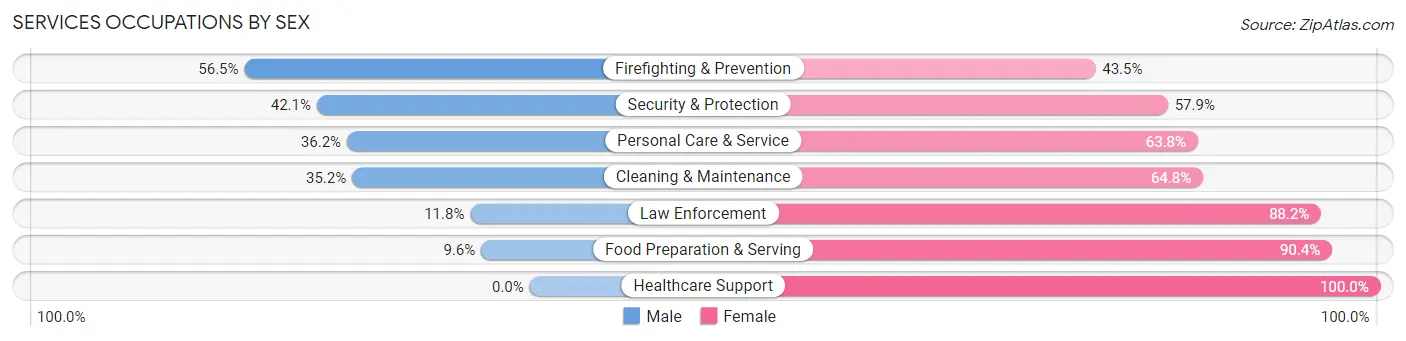 Services Occupations by Sex in Zip Code 31069
