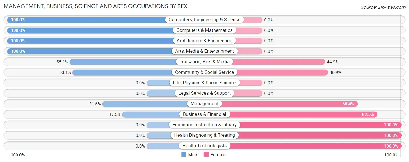Management, Business, Science and Arts Occupations by Sex in Zip Code 31075