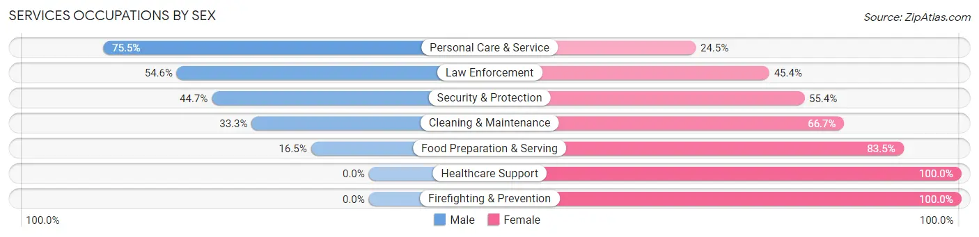 Services Occupations by Sex in Zip Code 31082