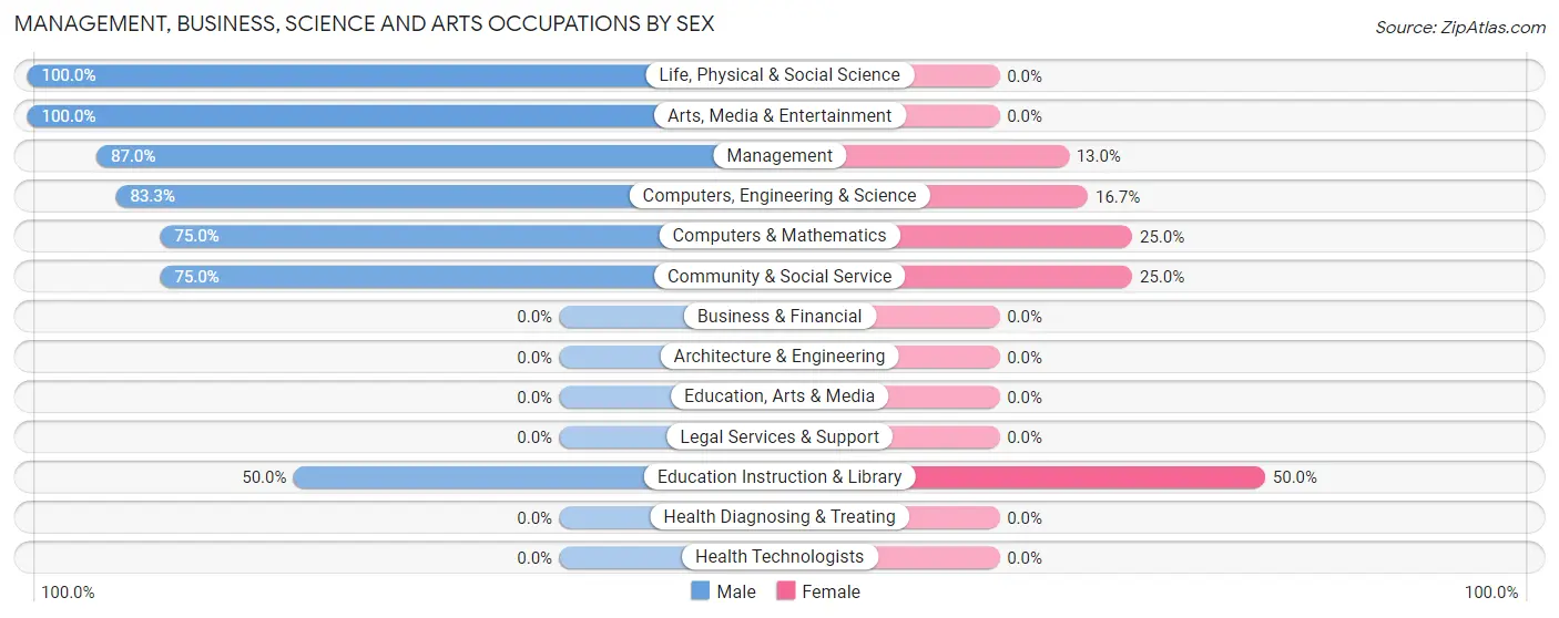 Management, Business, Science and Arts Occupations by Sex in Zip Code 31090