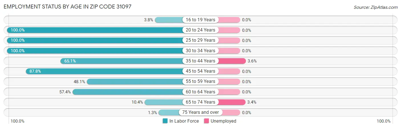 Employment Status by Age in Zip Code 31097