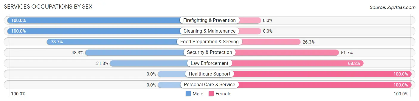 Services Occupations by Sex in Zip Code 31098