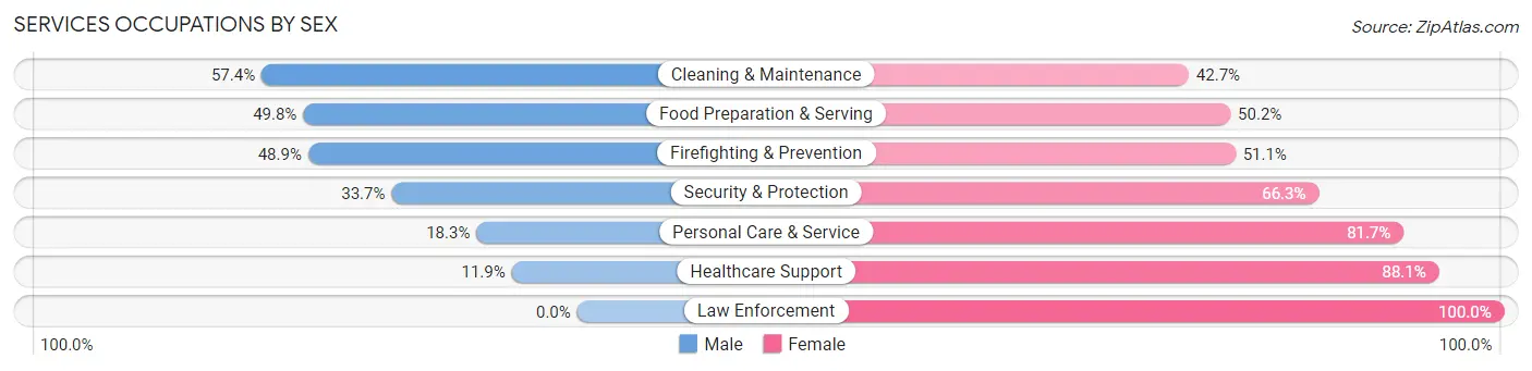 Services Occupations by Sex in Zip Code 31206