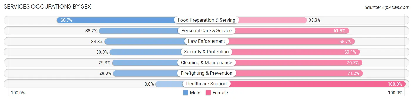 Services Occupations by Sex in Zip Code 31210