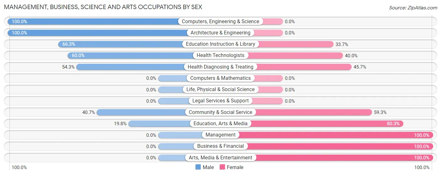 Management, Business, Science and Arts Occupations by Sex in Zip Code 31315