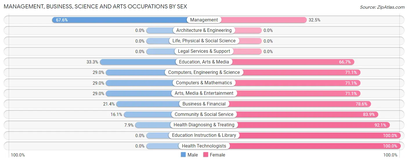 Management, Business, Science and Arts Occupations by Sex in Zip Code 31316
