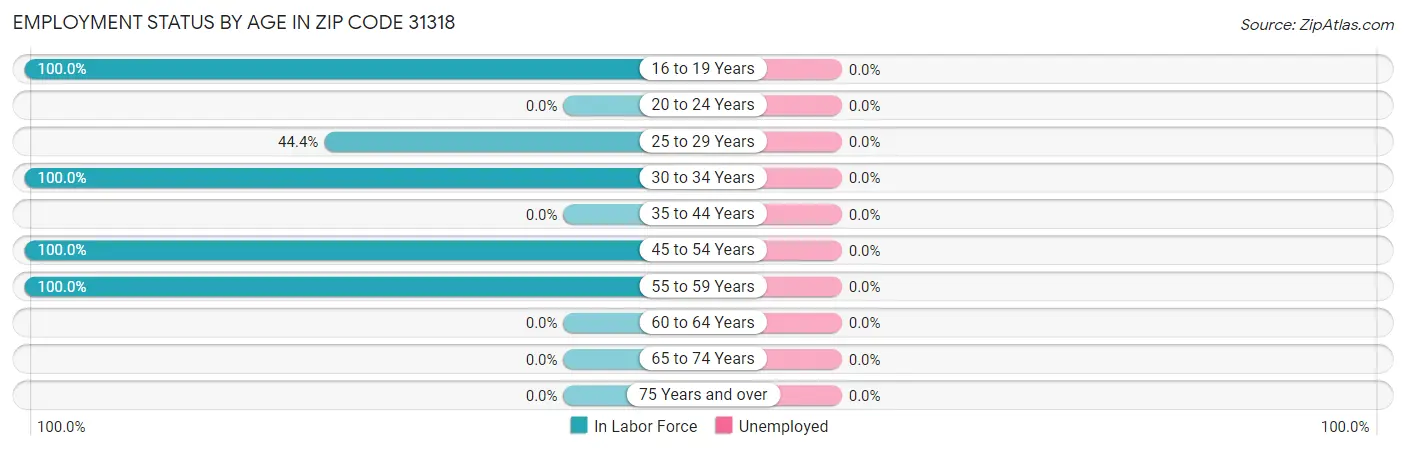 Employment Status by Age in Zip Code 31318