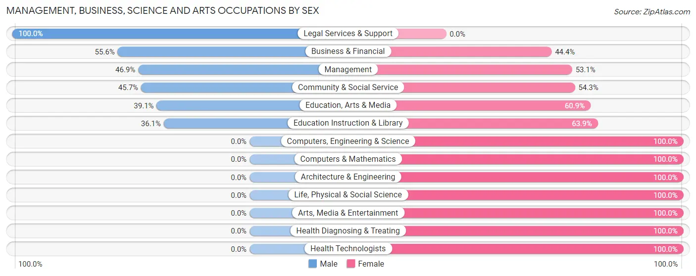 Management, Business, Science and Arts Occupations by Sex in Zip Code 31331