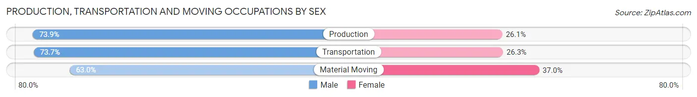 Production, Transportation and Moving Occupations by Sex in Zip Code 31406