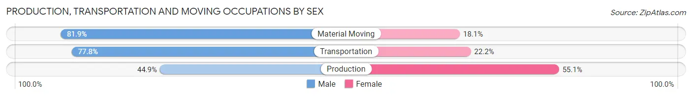 Production, Transportation and Moving Occupations by Sex in Zip Code 31408