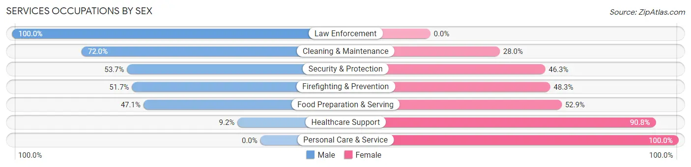 Services Occupations by Sex in Zip Code 31408