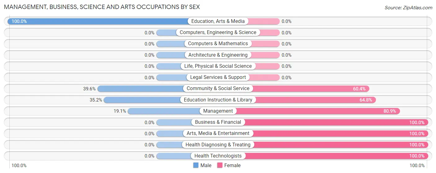 Management, Business, Science and Arts Occupations by Sex in Zip Code 31519