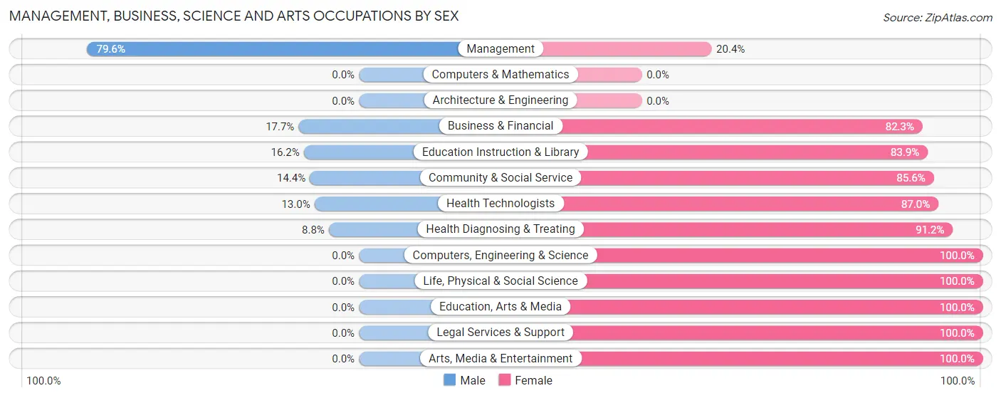 Management, Business, Science and Arts Occupations by Sex in Zip Code 31535