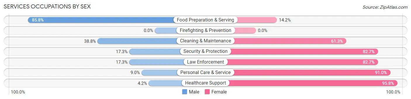 Services Occupations by Sex in Zip Code 31539