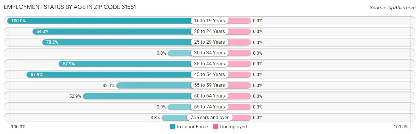 Employment Status by Age in Zip Code 31551