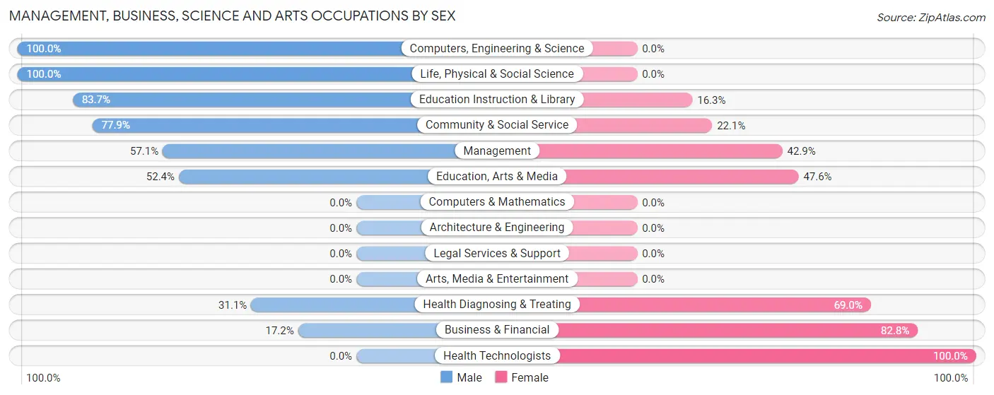 Management, Business, Science and Arts Occupations by Sex in Zip Code 31553