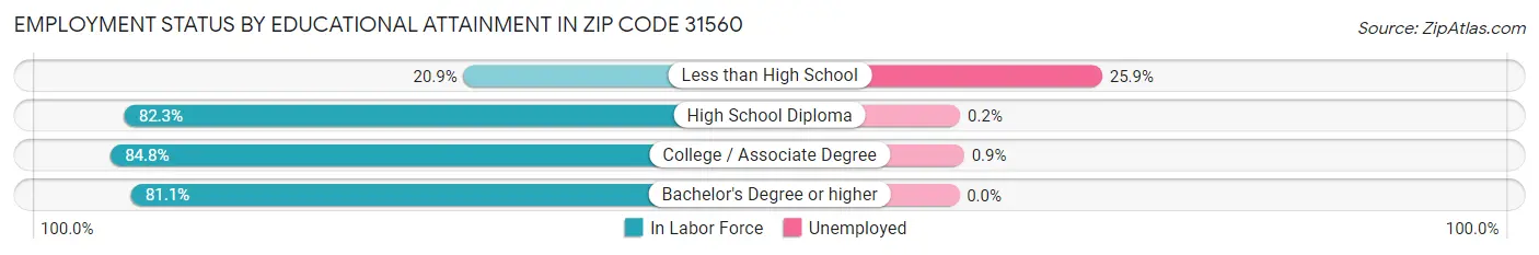 Employment Status by Educational Attainment in Zip Code 31560
