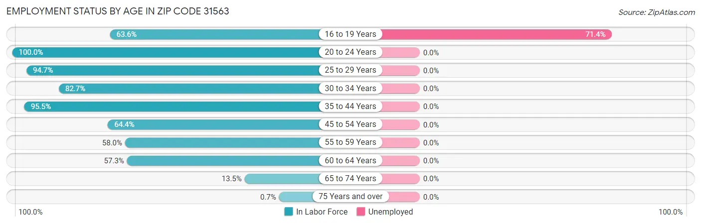 Employment Status by Age in Zip Code 31563