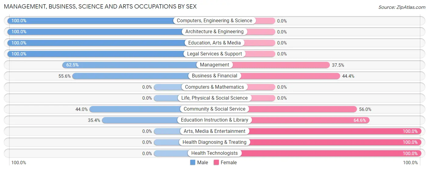 Management, Business, Science and Arts Occupations by Sex in Zip Code 31563