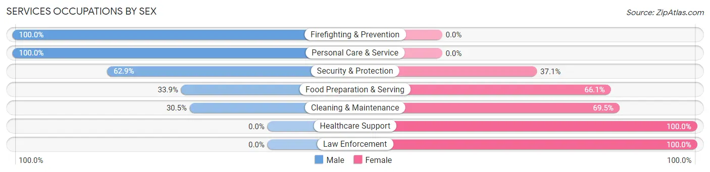 Services Occupations by Sex in Zip Code 31565