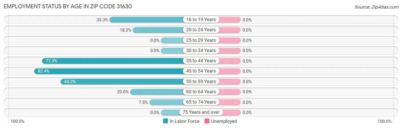Employment Status by Age in Zip Code 31630