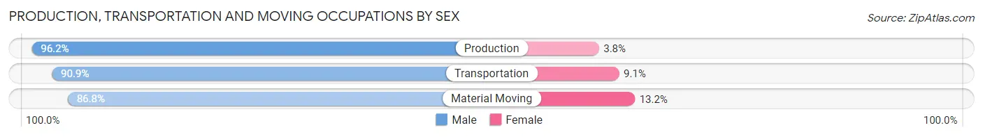 Production, Transportation and Moving Occupations by Sex in Zip Code 31635