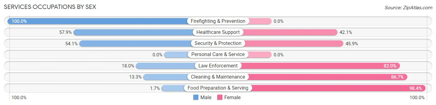 Services Occupations by Sex in Zip Code 31635