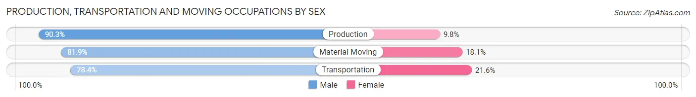 Production, Transportation and Moving Occupations by Sex in Zip Code 31636