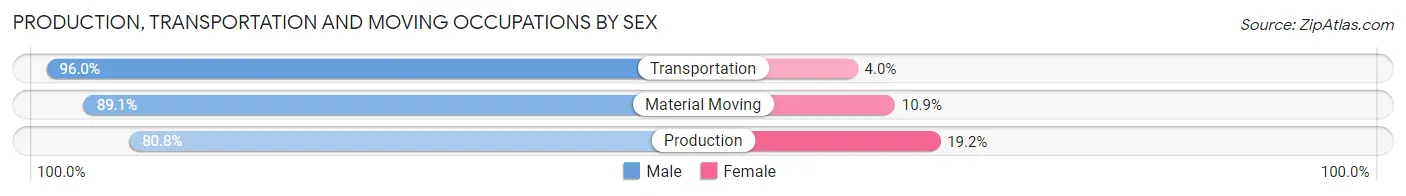Production, Transportation and Moving Occupations by Sex in Zip Code 31637