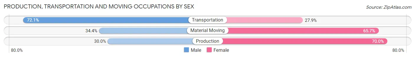 Production, Transportation and Moving Occupations by Sex in Zip Code 31643