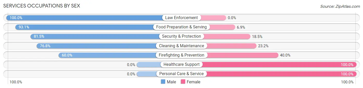 Services Occupations by Sex in Zip Code 31650