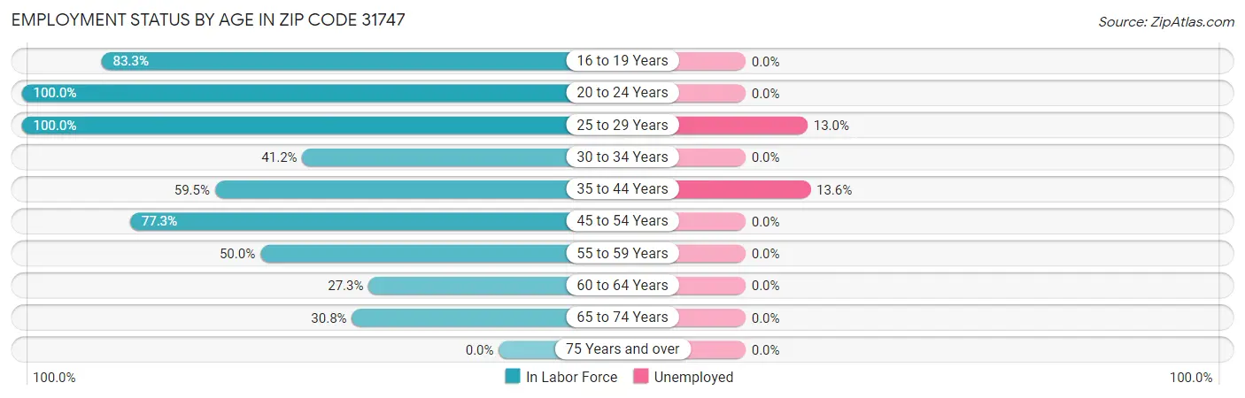 Employment Status by Age in Zip Code 31747