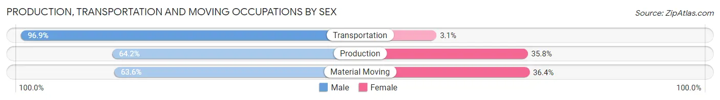 Production, Transportation and Moving Occupations by Sex in Zip Code 31768