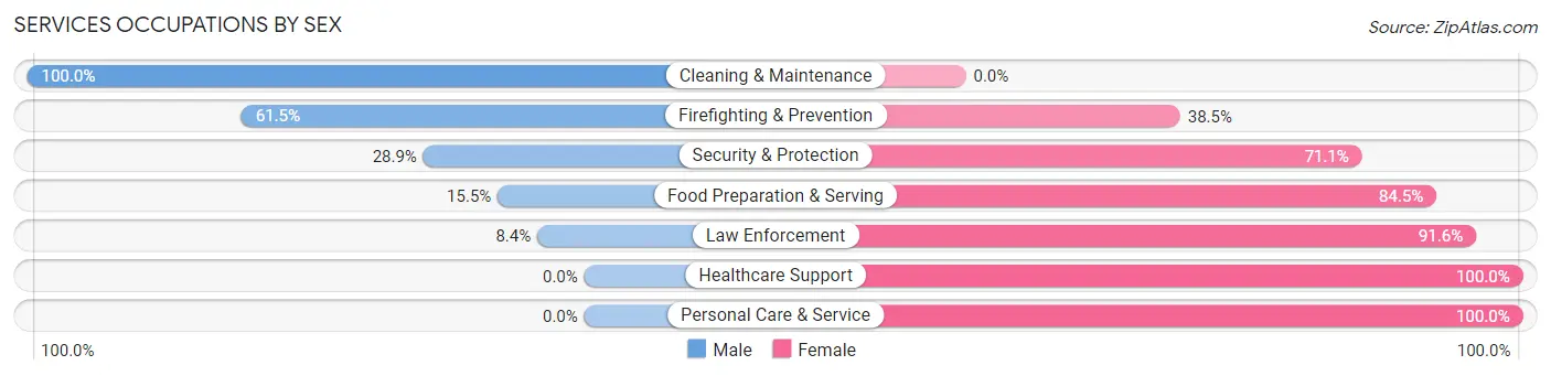 Services Occupations by Sex in Zip Code 31774