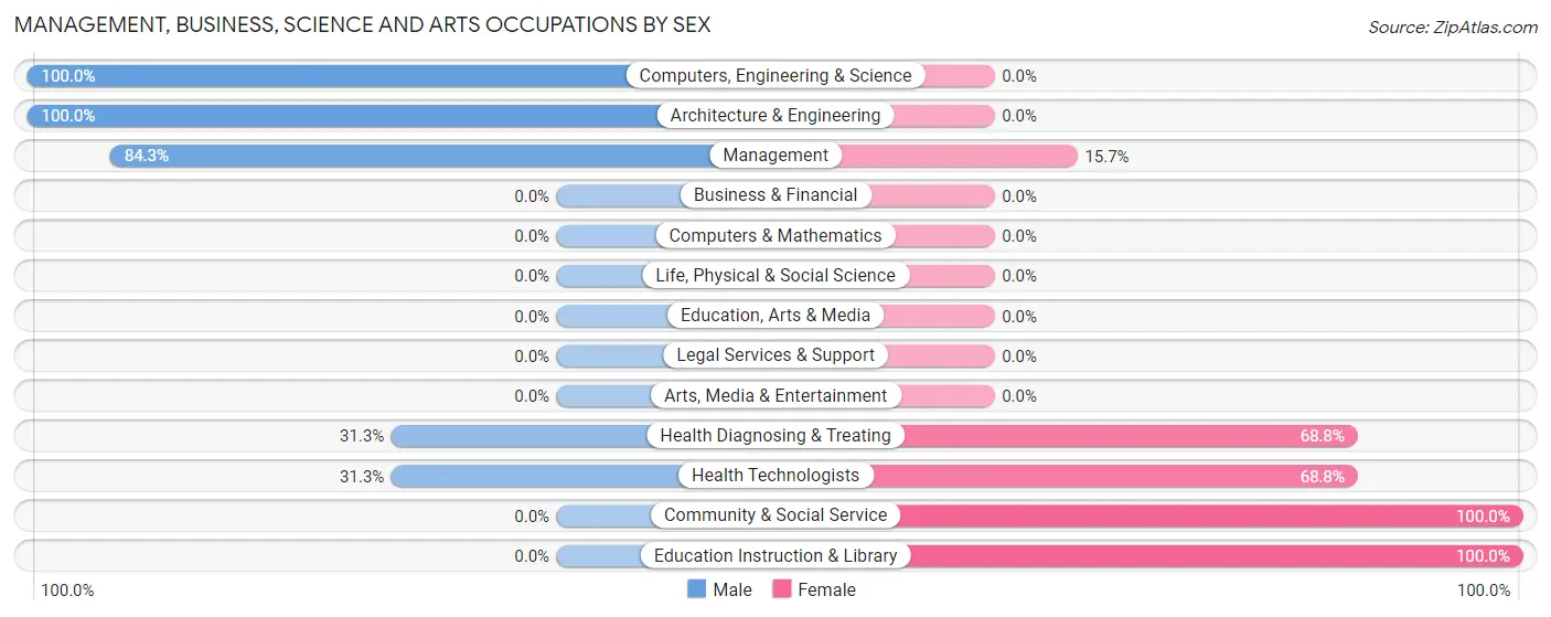 Management, Business, Science and Arts Occupations by Sex in Zip Code 31787
