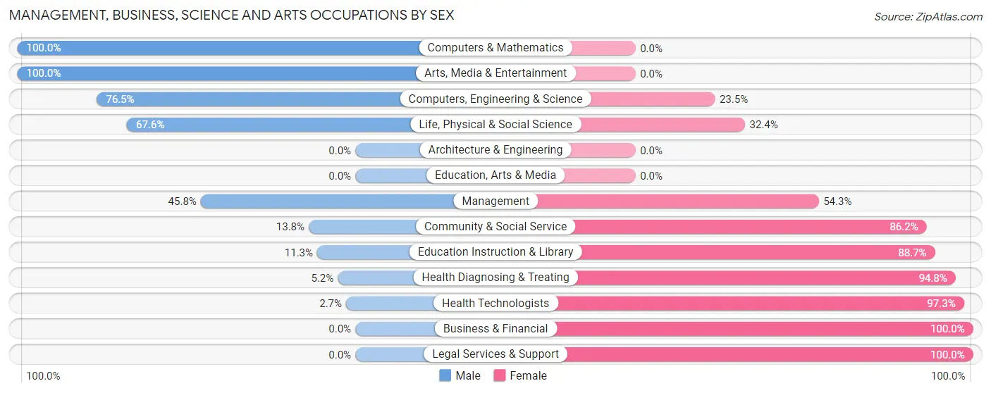 Management, Business, Science and Arts Occupations by Sex in Zip Code 31803