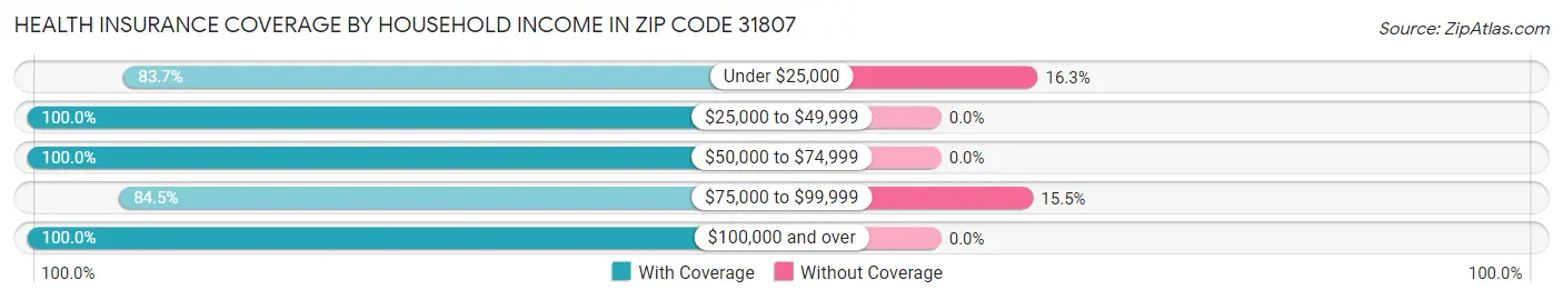Health Insurance Coverage by Household Income in Zip Code 31807