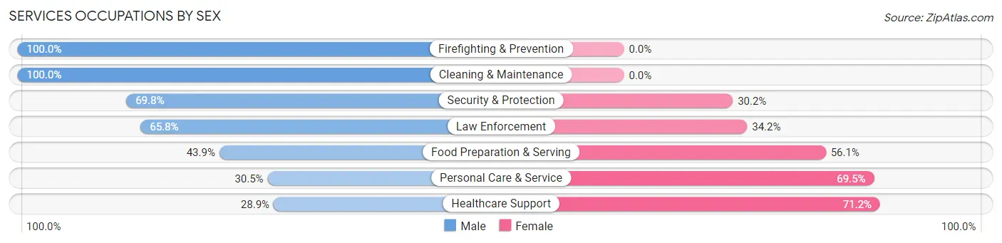 Services Occupations by Sex in Zip Code 31808