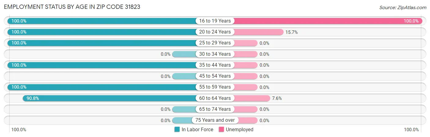 Employment Status by Age in Zip Code 31823